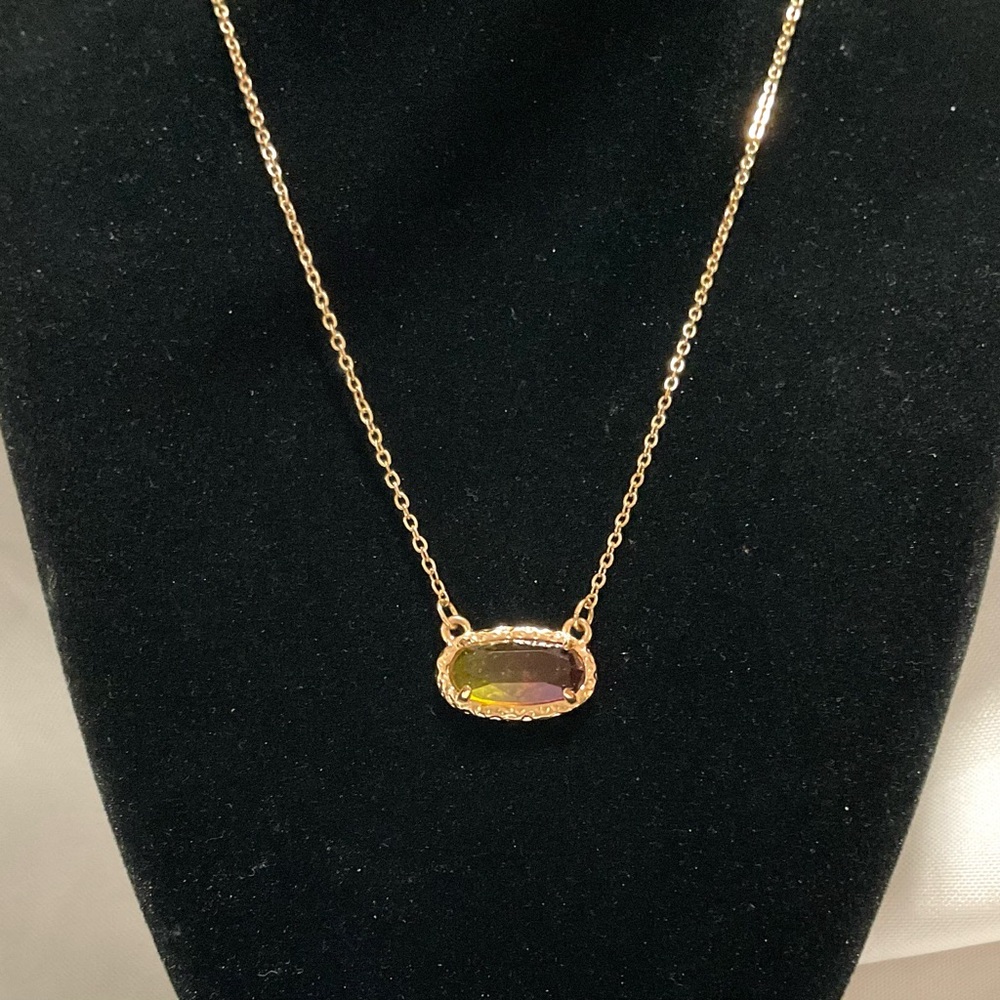 Zodiac Stones Rectangle Gold Tone Zirconia Pendant Necklace